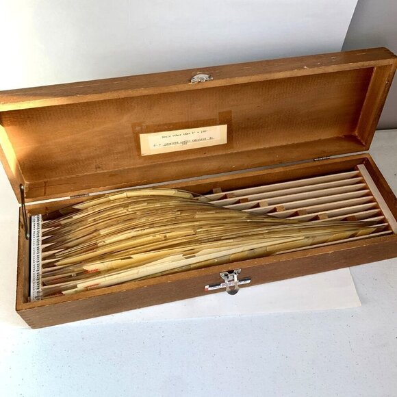 Vintage Bruning Curve Set in Wooden Box Engineering Architect - Picture 1 of 7
